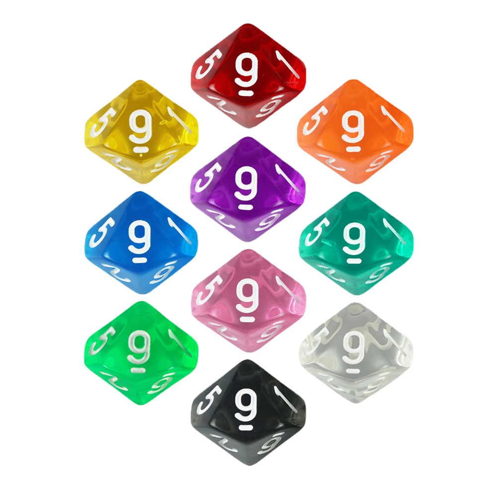 Board Game Land - ลูกเต๋าเกมกระดาน D10 จำนวน 10 ชิ้น ตัวเลข