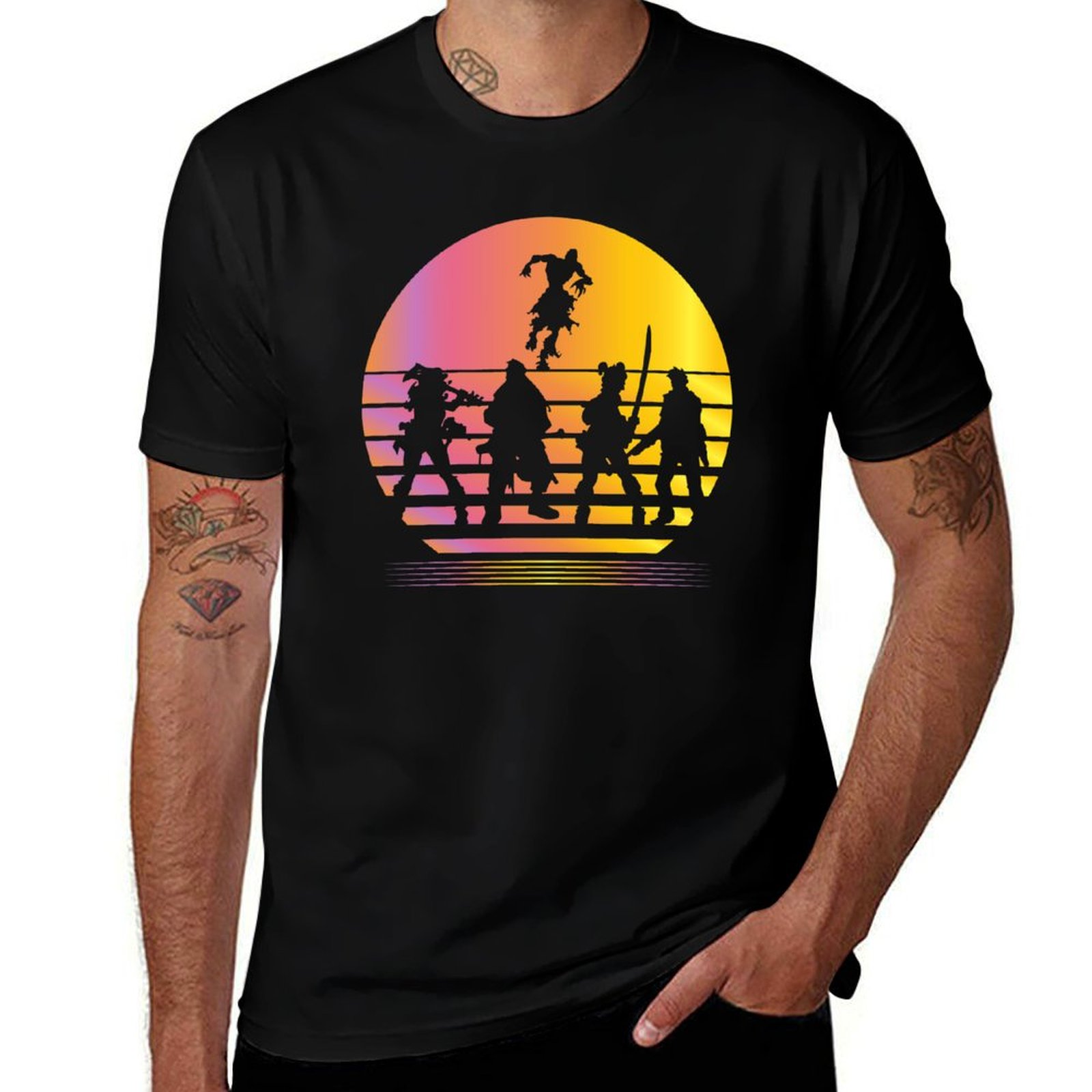 Board Game Inspiration - ซอมบิไซด์ ซินธ์เวฟ - เสื้อยืดลายกราฟิกที่ได้แรงบันดาลใจจากเกมกระดาน - เกมบนโต๊ะ