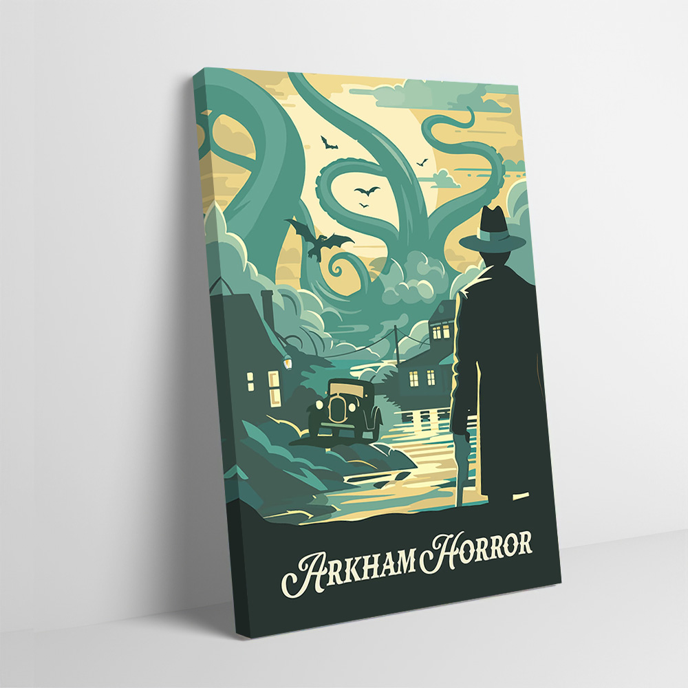 Board Game Inspiration - โปสเตอร์พิมพ์ลายเกมกระดาน Arkham Horror ภาพพิมพ์แบบกำหนดเองได้ ภาพศิลปะติดผนัง ภาพวาดบนผ้าใบสำหรับกรอบรูปตกแต่ง